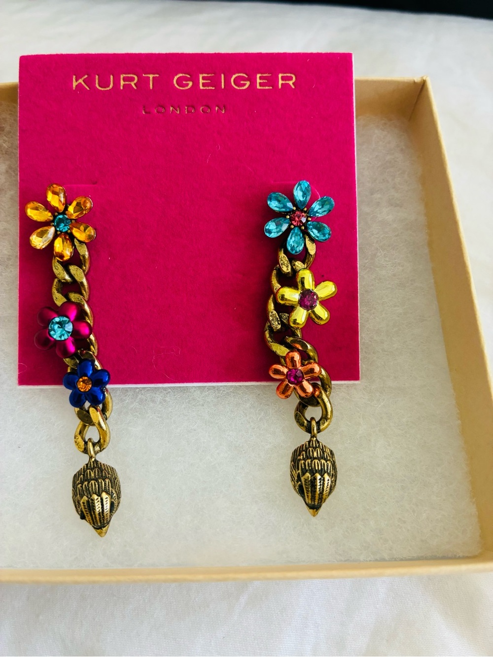 Kurt Geiger Floral Drop Earrings in Multicolor - Picture 5 of 6